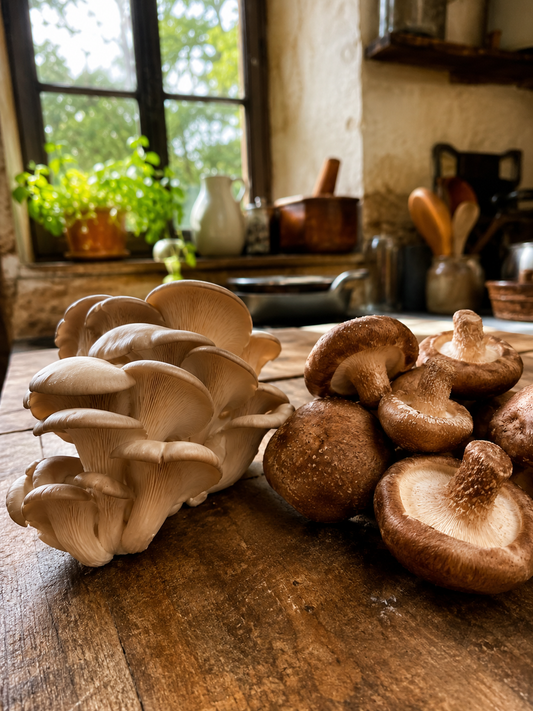 Pleurotes et shiitakés comparés pour la cuisine et les recettes aux champignons
